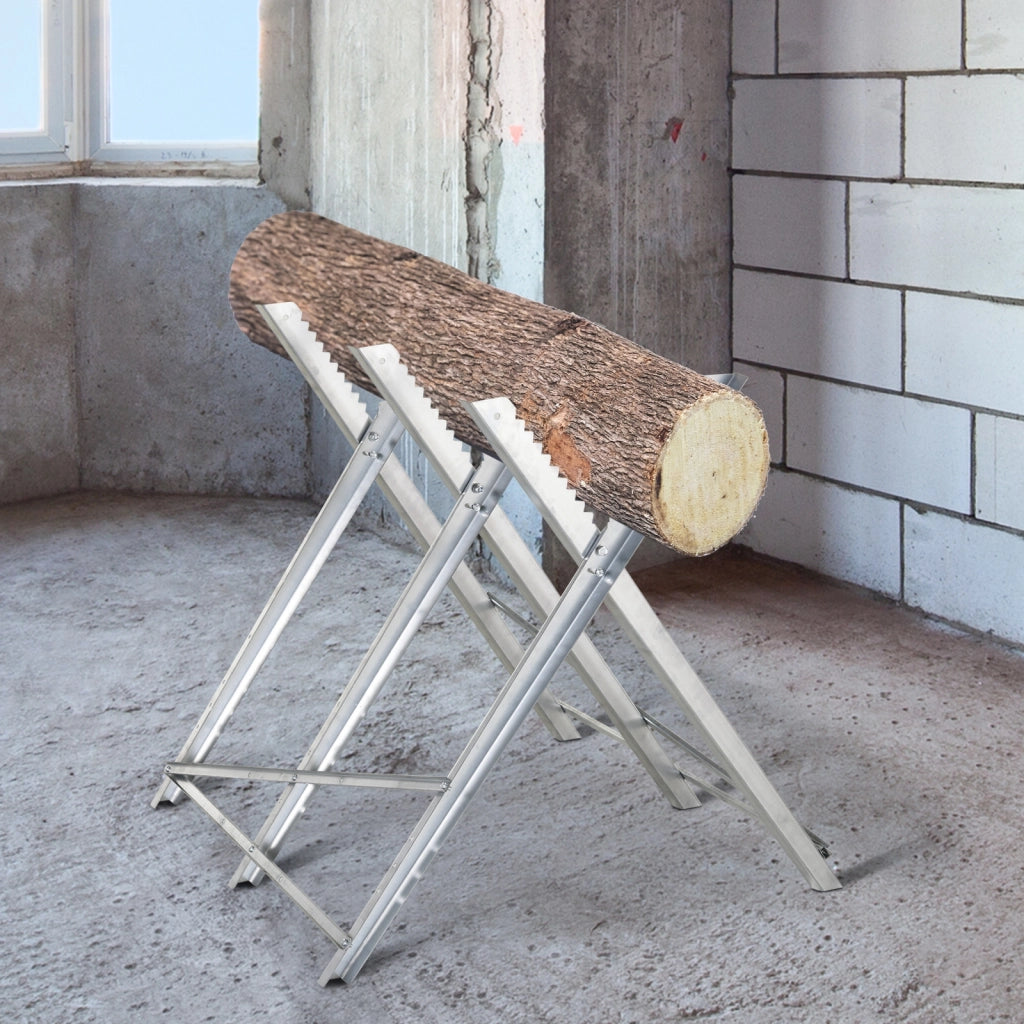 Cavalletto Pieghevole per Motosega ¨C Xylo ¨C Struttura Triangolare Metallo 100kg 83x83x79cm Argento