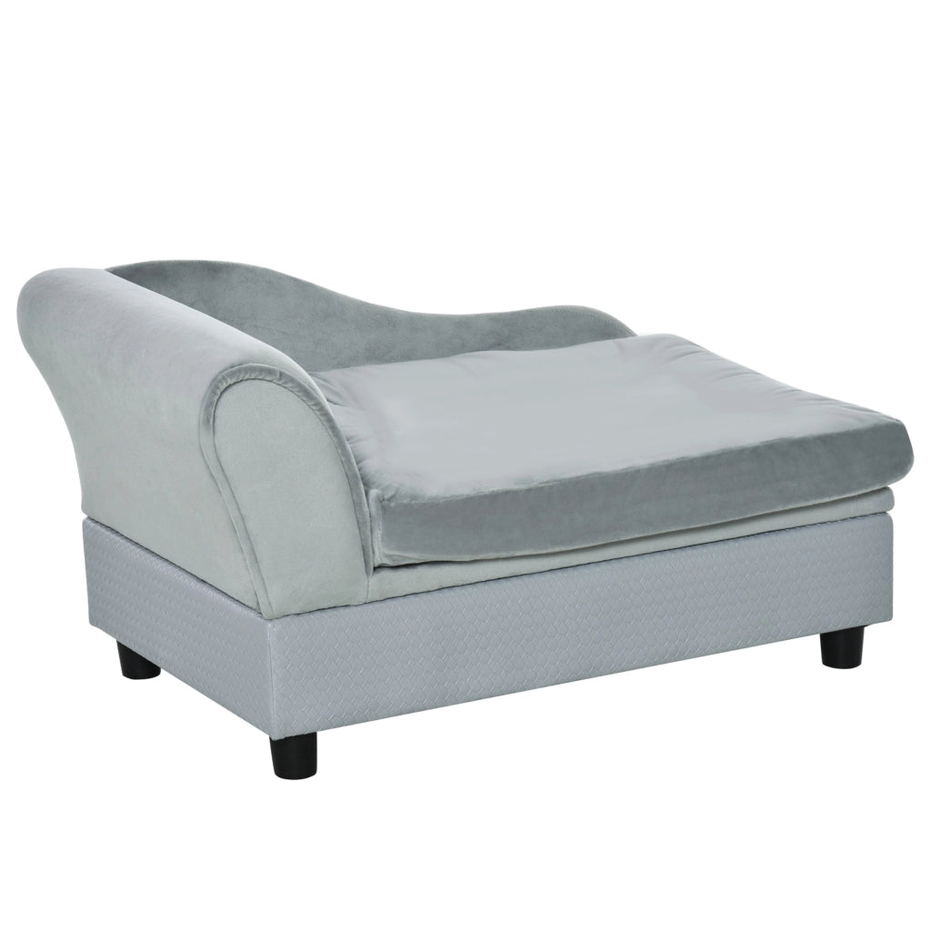 Divano per Cani ¨C Minimal ¨C Legno, Poliestere, Grigio Chiaro, 76x45x43 cm
