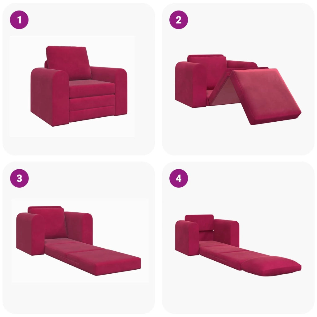 Divano letto Rosso Vino 98 x 71 x 83 cm Velluto 4106669