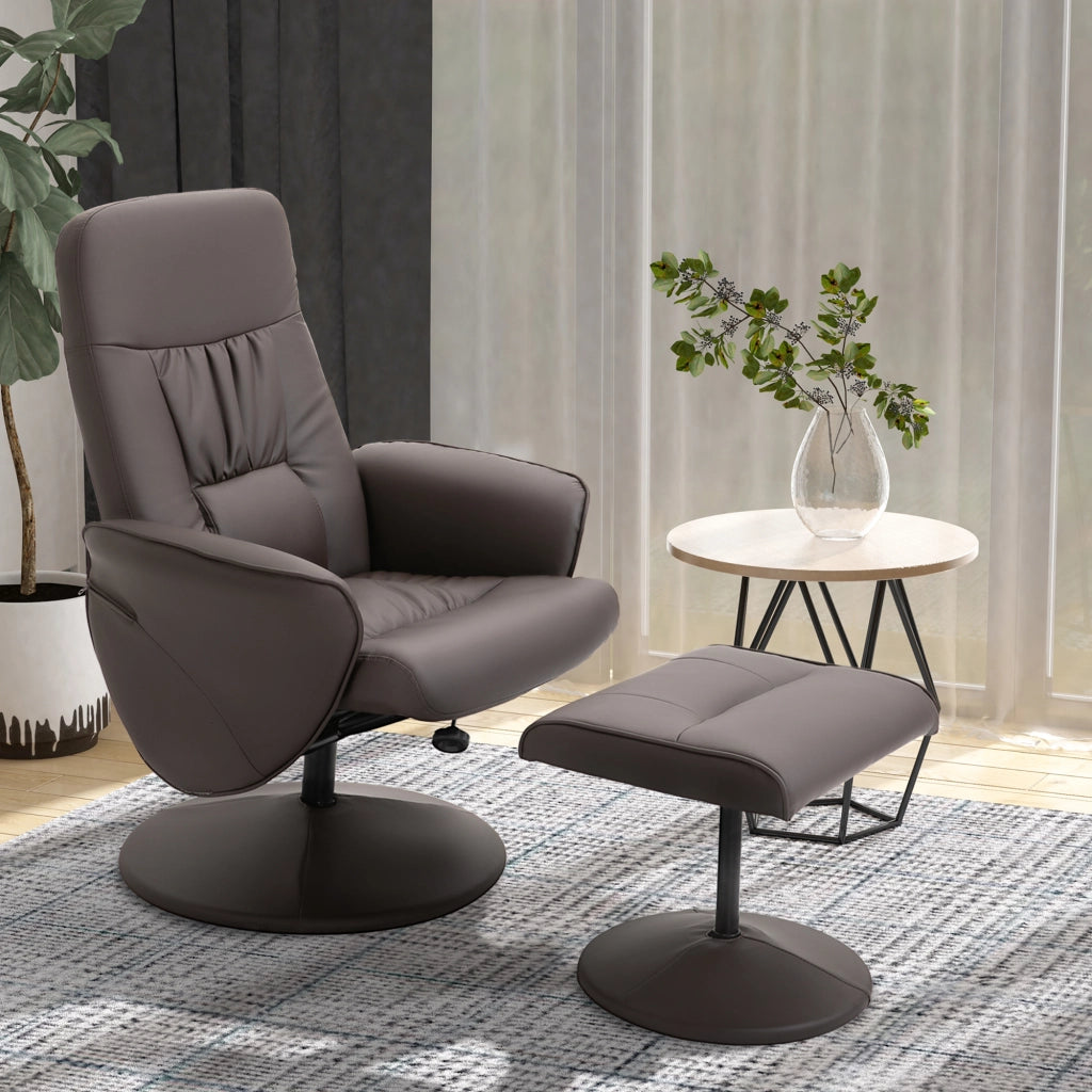 Set 2 Poltrone Relax con Poggiapiedi ¨C Xylo ¨C Schienale Reclinabile Regolabile Marrone