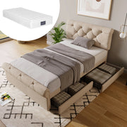 letto imbottito metallo e legno naturale 90 x 200 cm