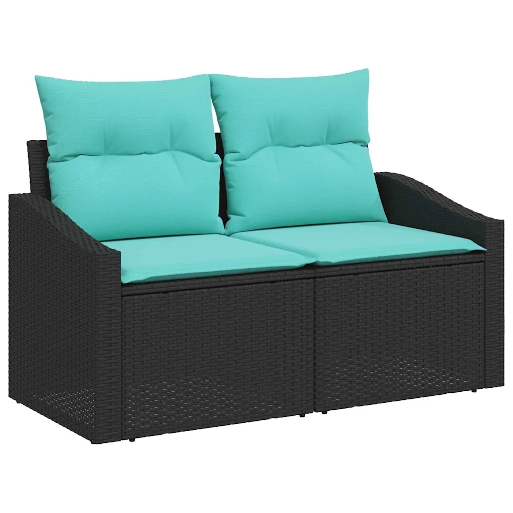 Set di divani con cuscino 5 pcs Nero polyrattan 3346686