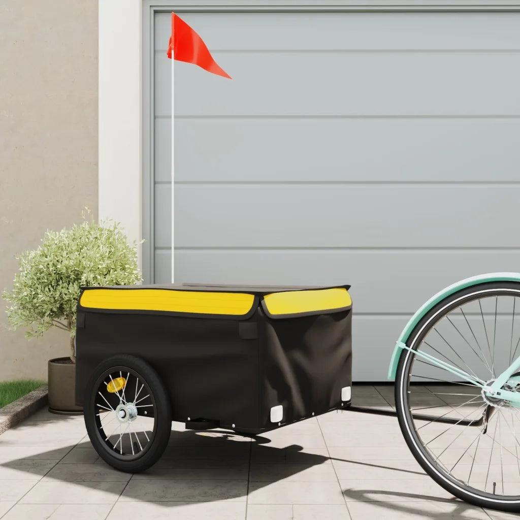 Rimorchio da Bici Nero e Giallo 45 kg in Ferro 94085
