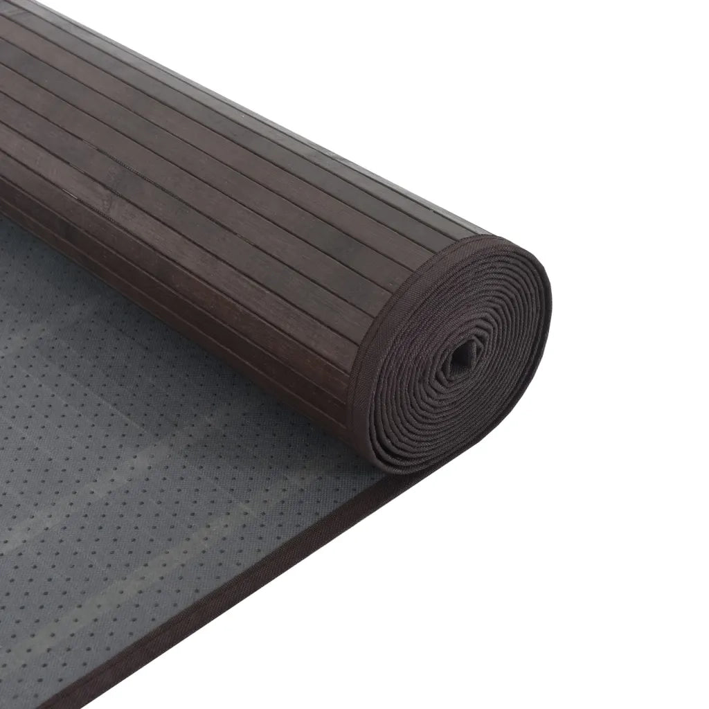 Tappeto Rettangolare Marrone Scuro 70x100 cm in Bambù 376869