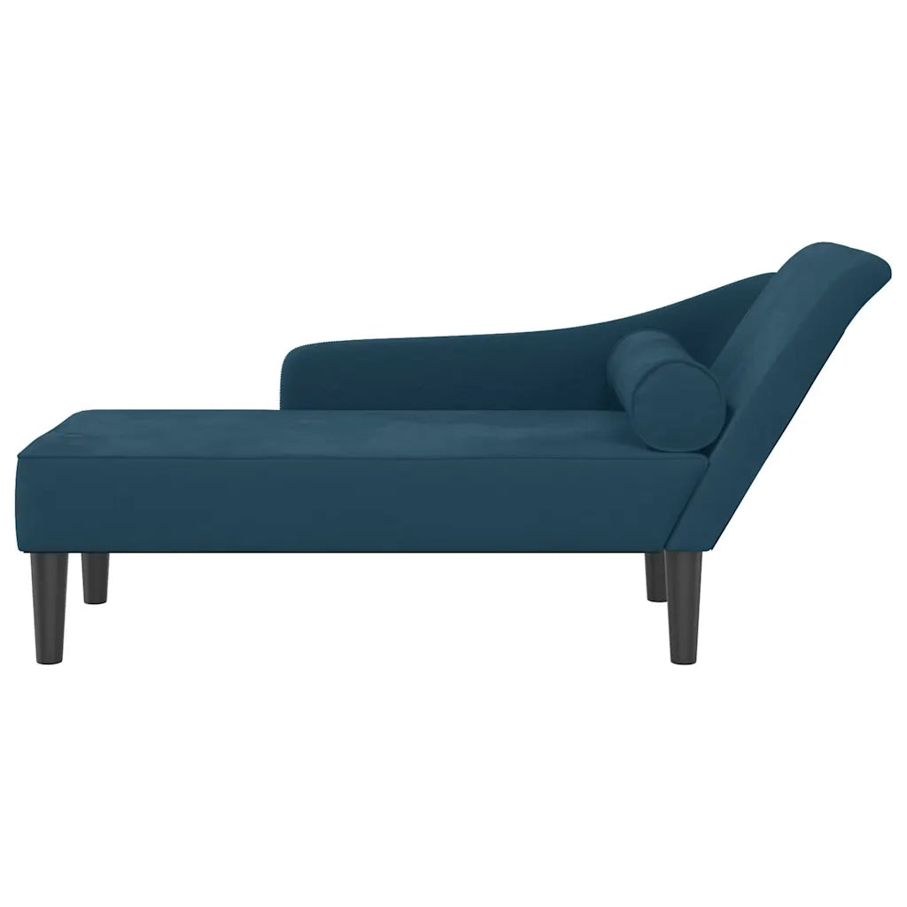 Chaise Longue con Cuscini Blu in Velluto 4007587