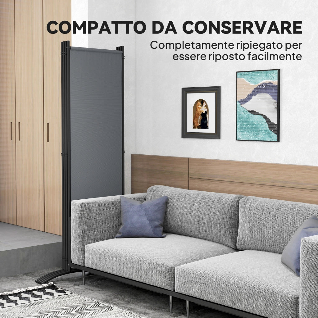 Paravento Pieghevole 4 Pannelli ¨C Minimal ¨C Grigio Scuro 221x50x172cm