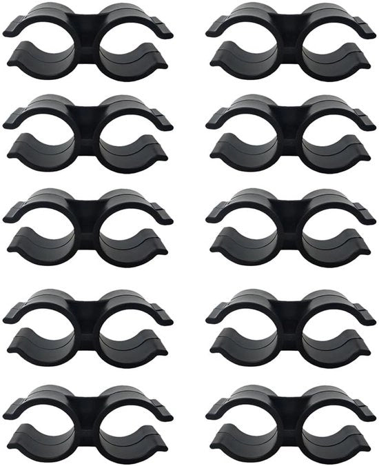 Buisclip in PVC - 10 Stuks - Beugel Doppio - Diametro 24mm - Resistente alla Corrosione - Installazione Facile - Buisbeugel