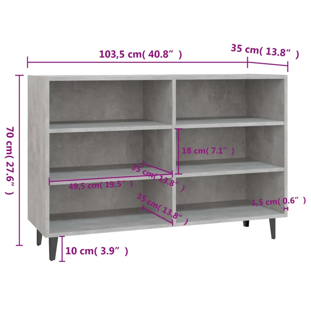 Credenza | Madia | Buffet da pranzo | Armadio da pranzo Grigio Cemento 103,5x35x70 cm in Legno Multistrato