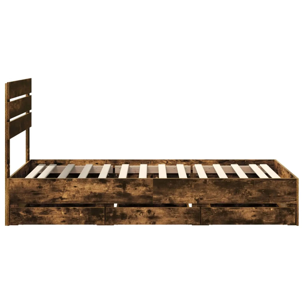 Letto singolo | Letto per adulti | Struttura del letto con cassetto Rovere fum¨¦ 100 x 200 cm