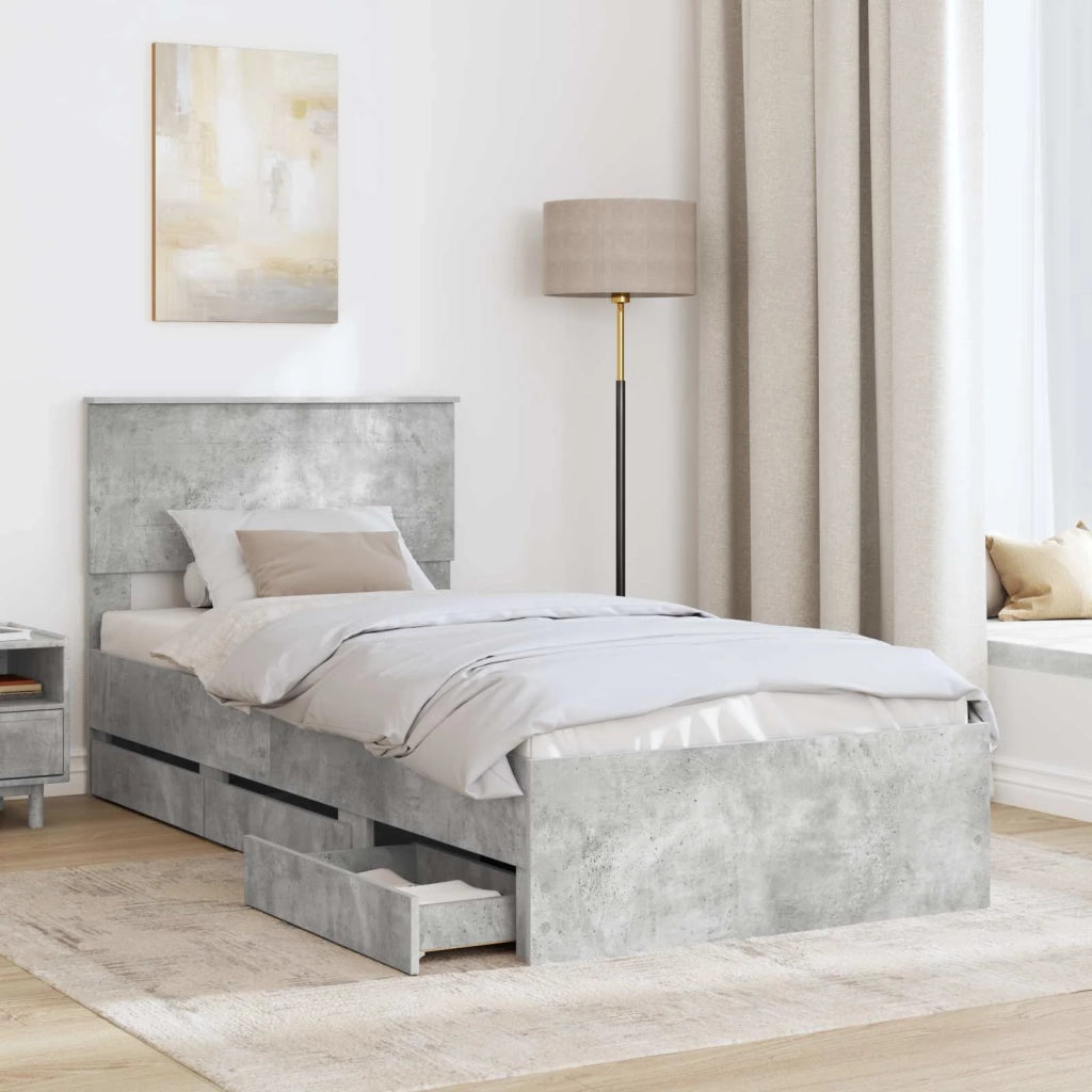 Struttura del letto con cassetto Grigio cemento 75 x 190 cm 3408036