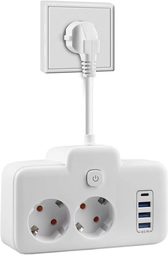 Pannello di alimentazione a muro con 3 USB e 1 Type-C - Protezione per bambini, interruttore