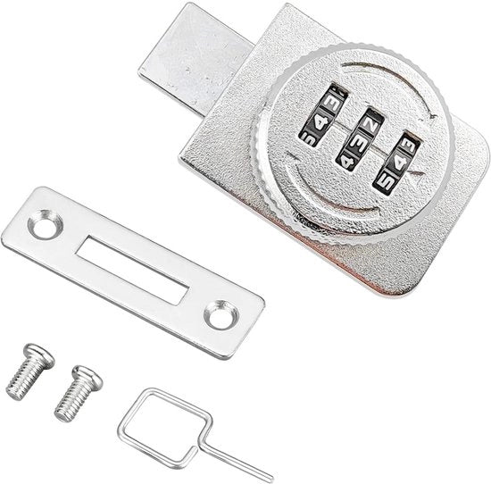 Chiusura in vetro - Chiave senza chiave - Slitta regolabile 3-digitale combinazione - Adatto per porte in vetro da 5-8 mm - Zinco di alta qualità - Chiusura di sicurezza per armadi