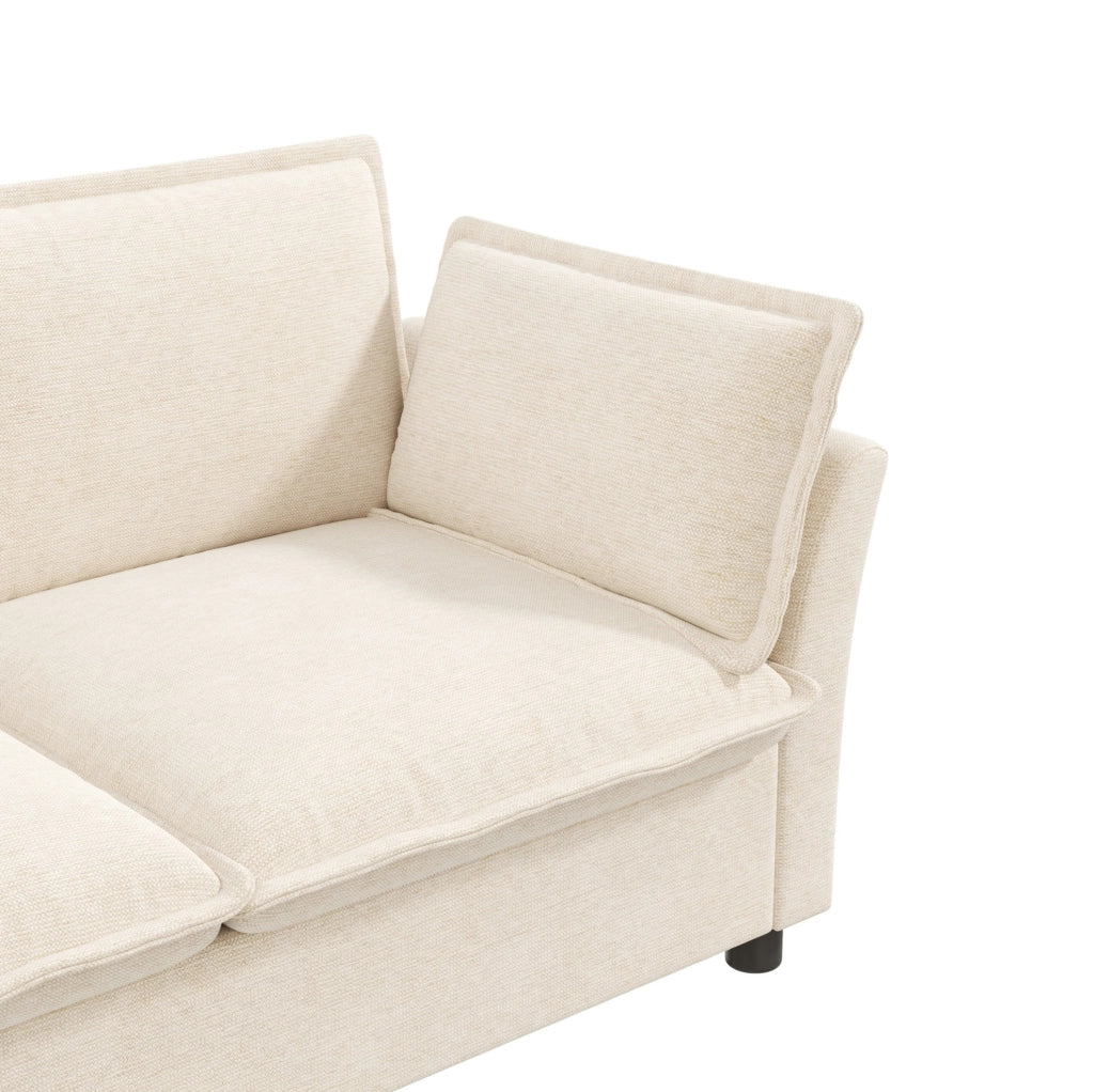 Divano modulare 3 posti in chenille; 220 x 81 x 87 cm; beige