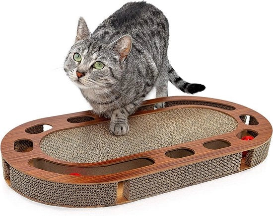 Giocattoli per gatti - Area di gioco per gatti - Scivolo di cartone da golf - Incluso giocattolo alimentare, pallone da gioco e erba per gatti