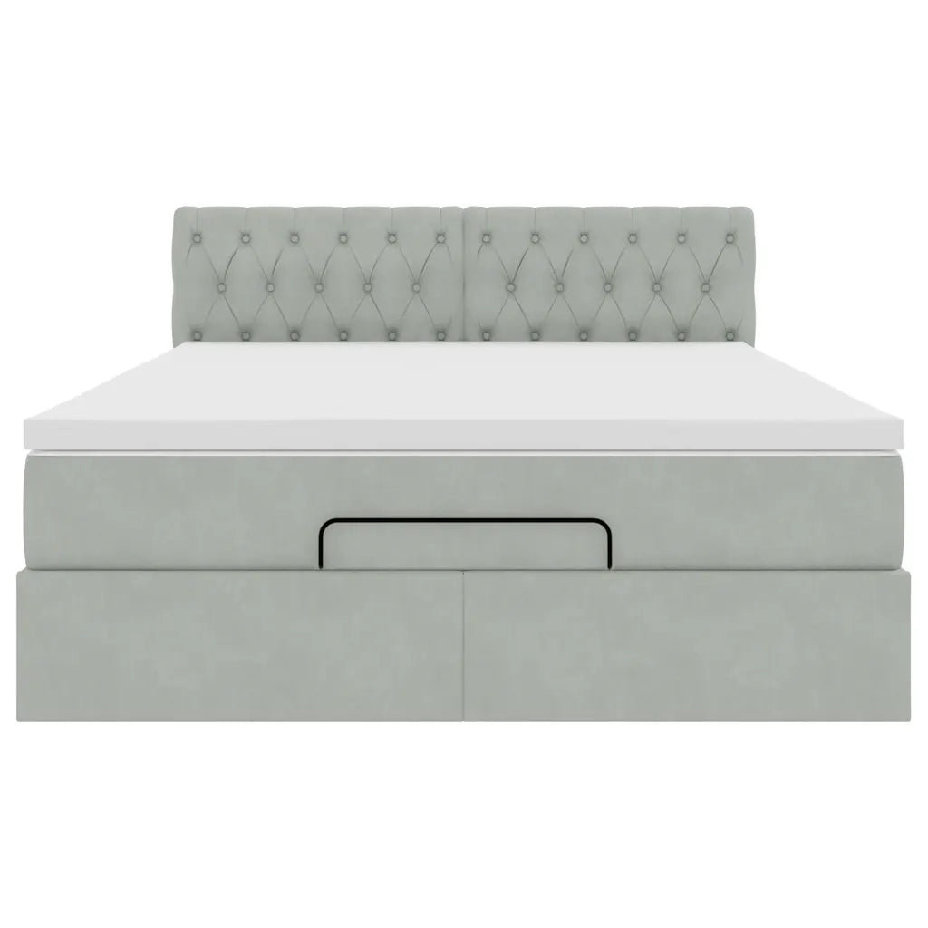 Struttura Letto Pouf con Materasso 140x190 cm Velluto