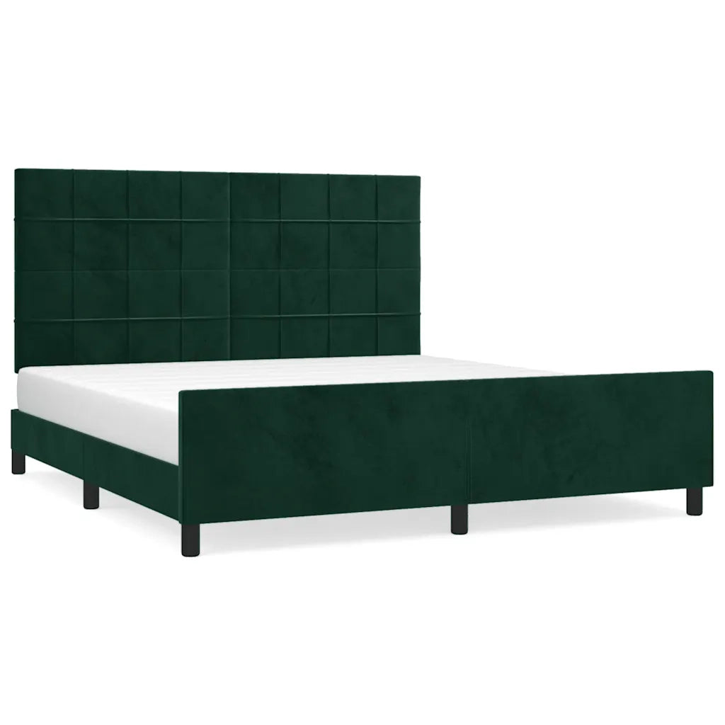 Giroletto senza Materasso-Struttura Letto Verde Scuro 160x200 cm in Velluto 919361