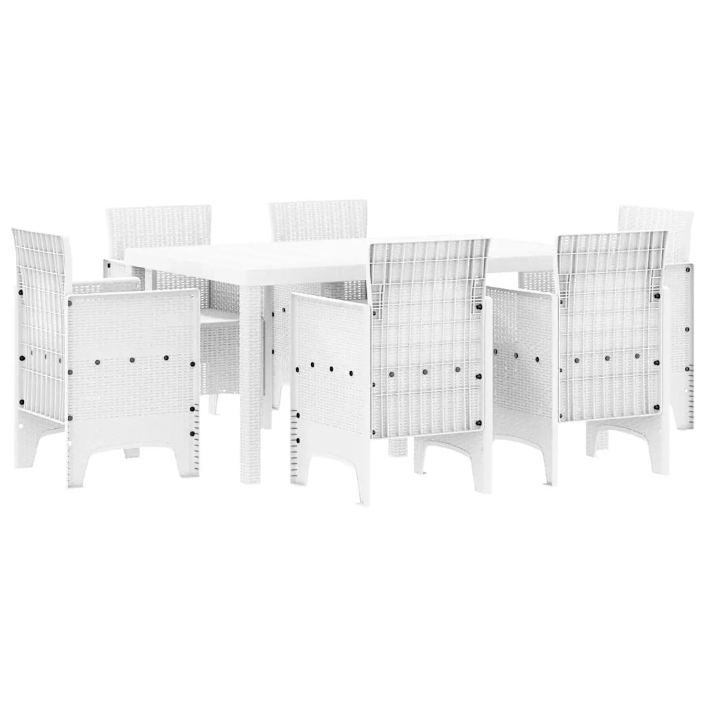 Set da Pranzo per Giardino 7 pcs Bianco Rattan Polt 3378562