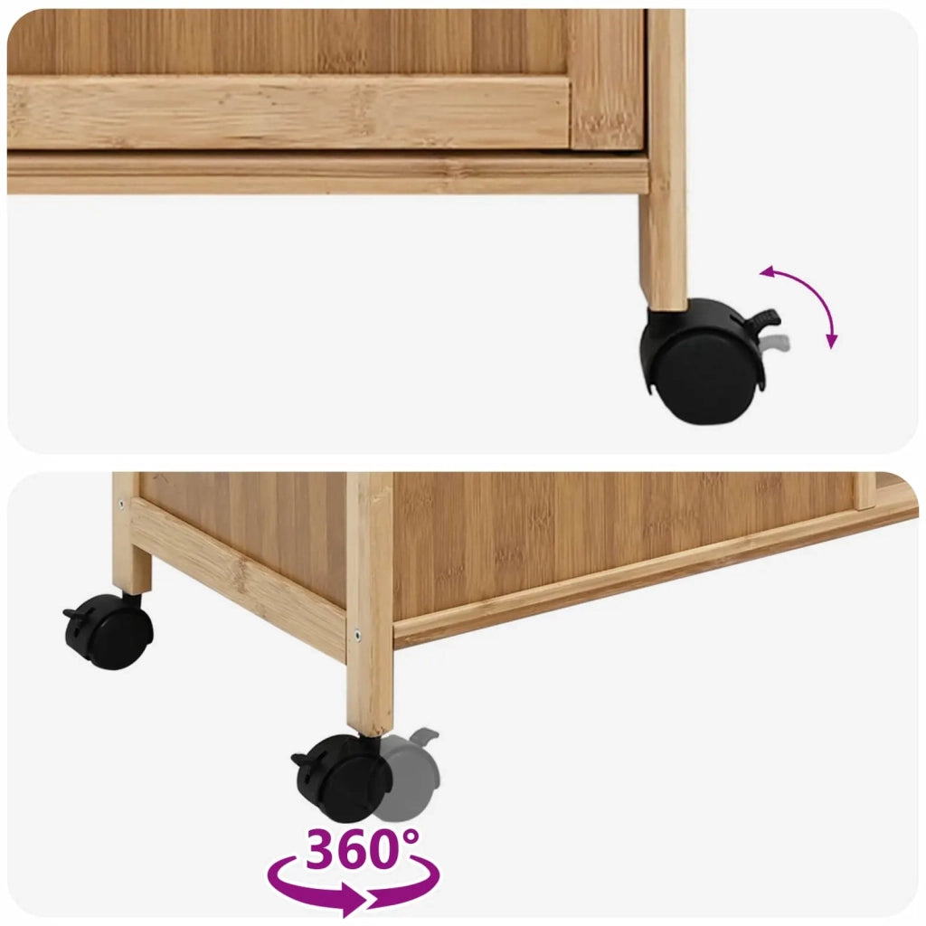 Carrello da Cucina con Ruote Naturale 90,5 x 36 x 86,5 cm Bamb¨´ CFW7358119
