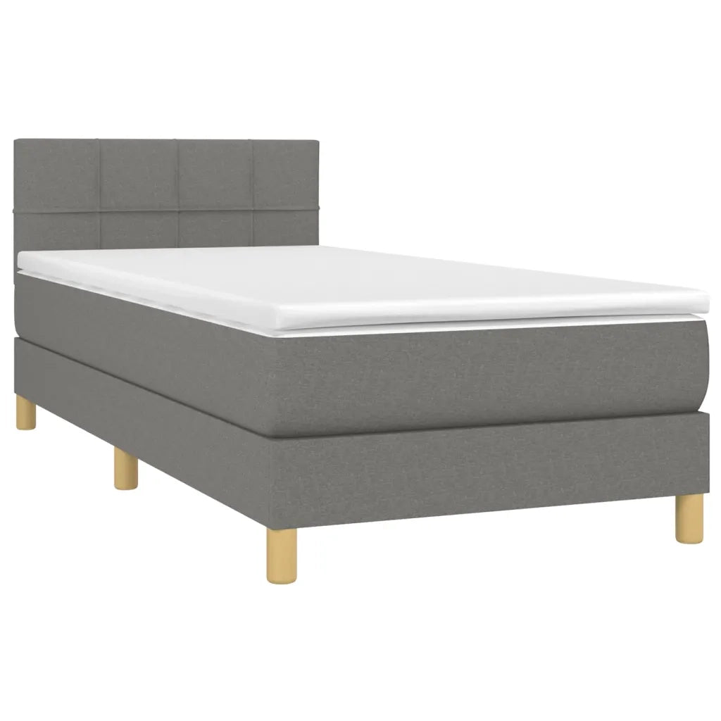Giroletto a Molle con Materasso-Struttura Letto Grigio Scuro 100x200 cm Tessuto 837122