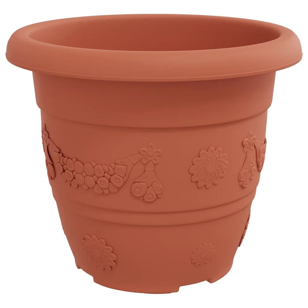 Fioriere | Cassetta per fiori | Vaso Rotondo per Fiori 24 pz Rosso Mattone ? 30 x 25 cm