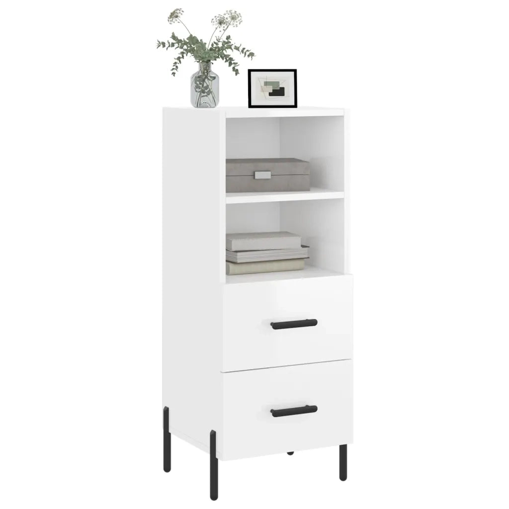 Credenza Bianco Lucido 34,5x34x90 cm in Legno Multistrato 828678