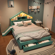 letto per bambini velluto blu verde 140x200 cm