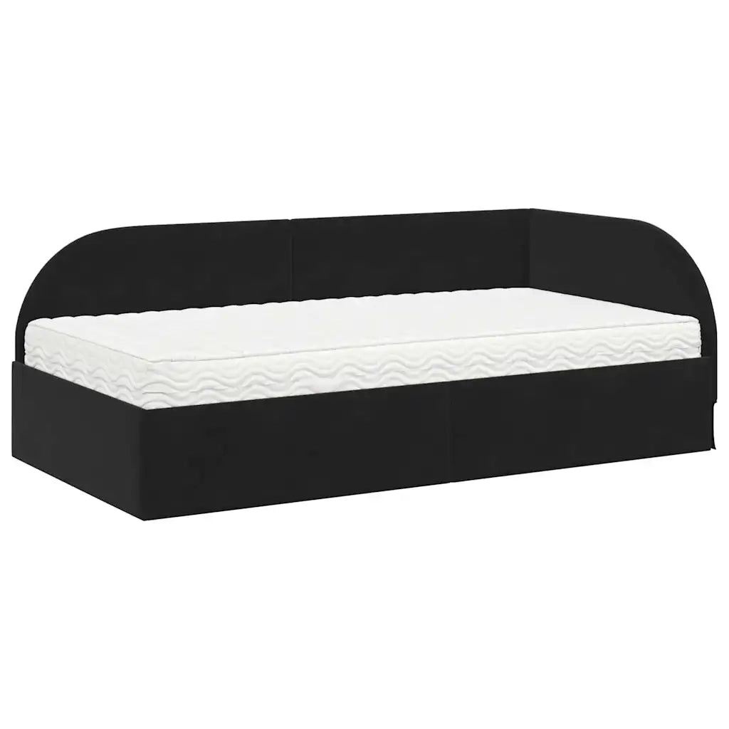 Struttura Letto Angolare con Materasso 2 pcs Nero Velluto 3394179