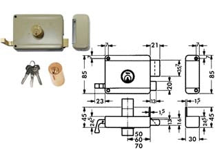 SERRATURA DA PORTONCINO CATENACCIO E SCR. DOPPIO CILINDRO FISSO 6300  mm.40 DX (Y63000401)    YALE