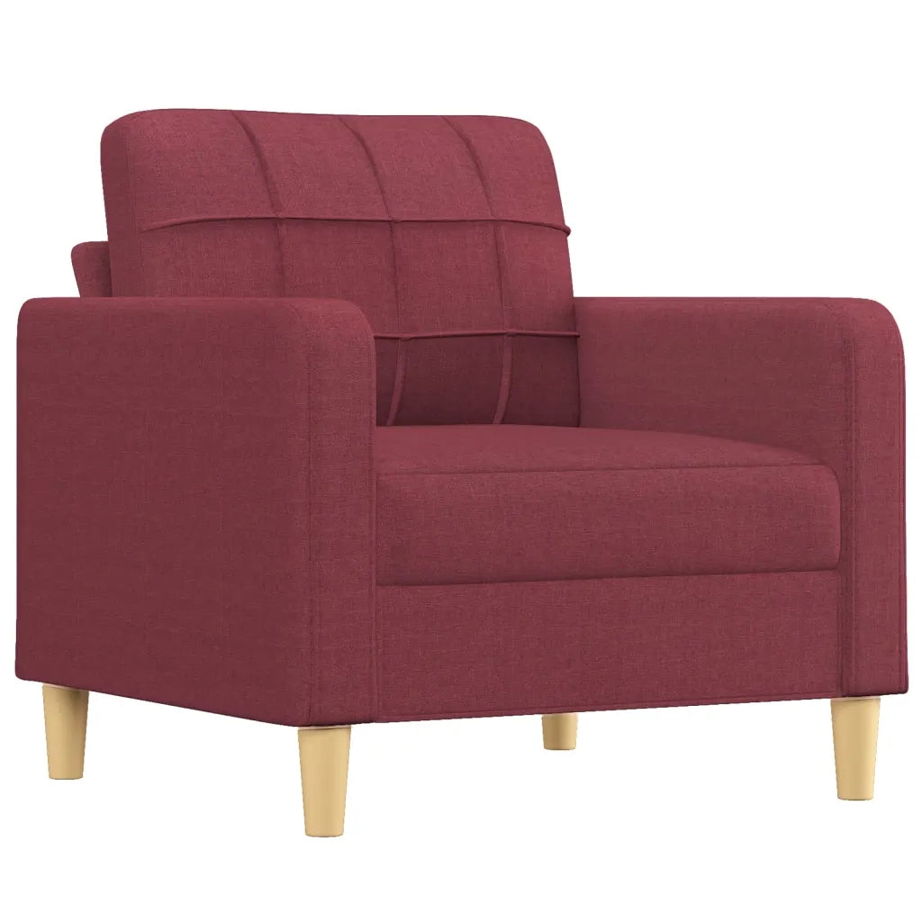 Set di Divani 4 pz con Cuscini Rosso Vino in Tessuto