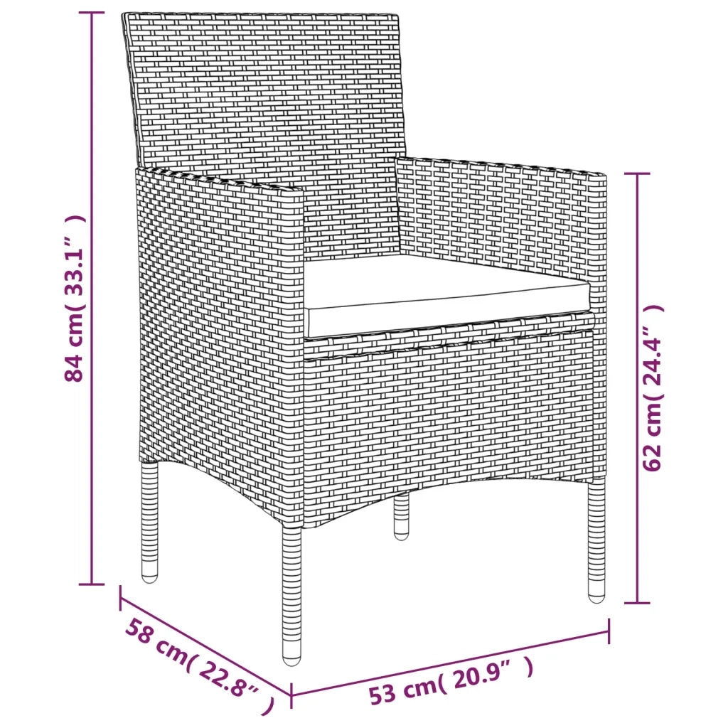 Set da Pranzo da Giardino 5 pz con Cuscini Nero 3156600