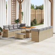 Set Divano da Giardino 12 pcs Beige e Grigio Chiaro polyrattan