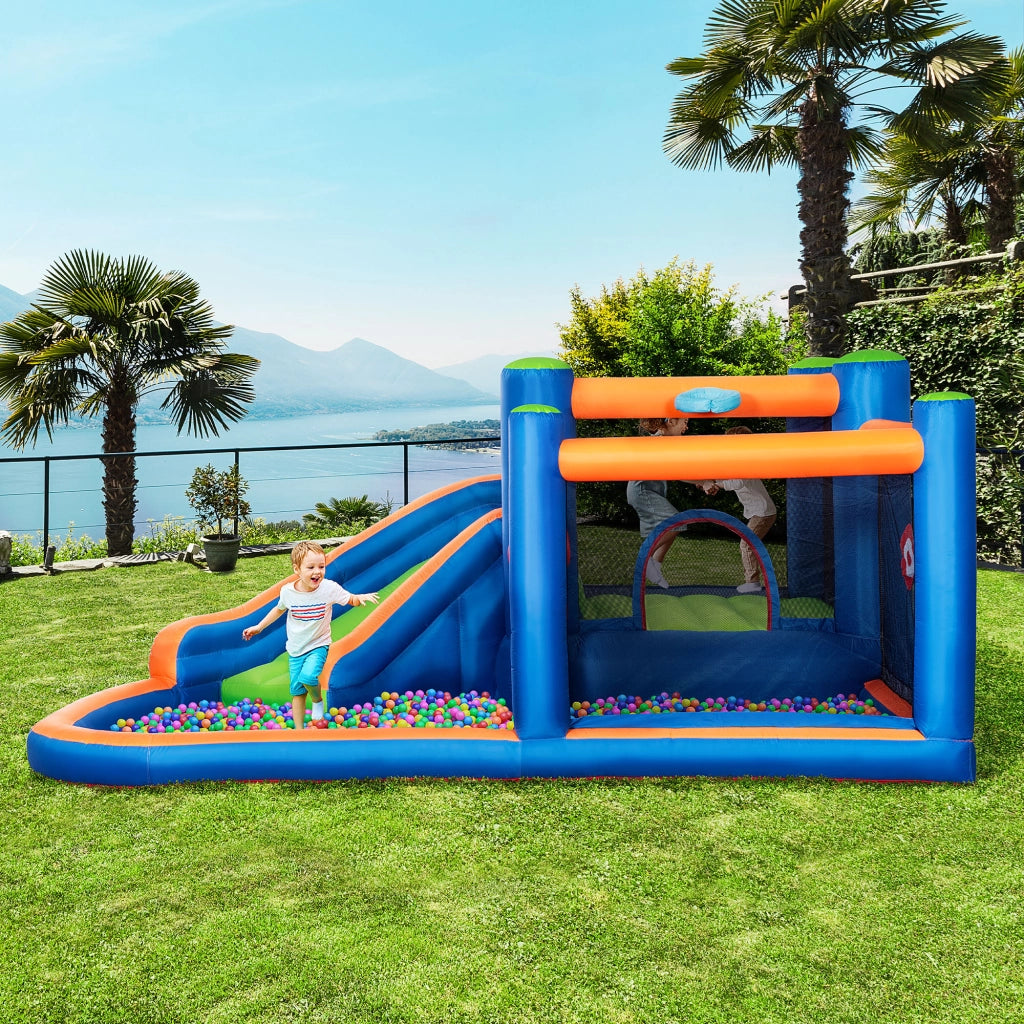 Castello Gonfiabile per Bambini ¨C Zephmum ¨C Verde, con Piscina e Pompa, 380x340x170 cm
