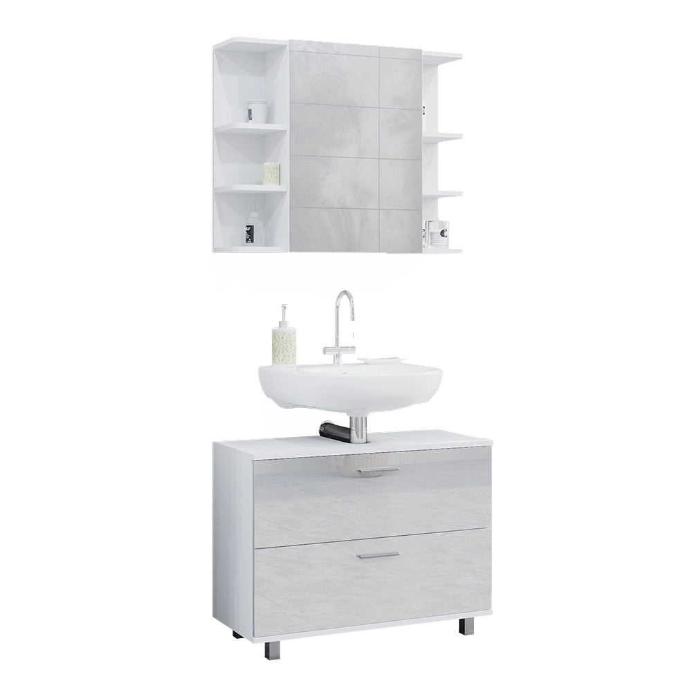 Vicco Set di mobili da bagno Bianco lucido 2 parti, base 80 cm