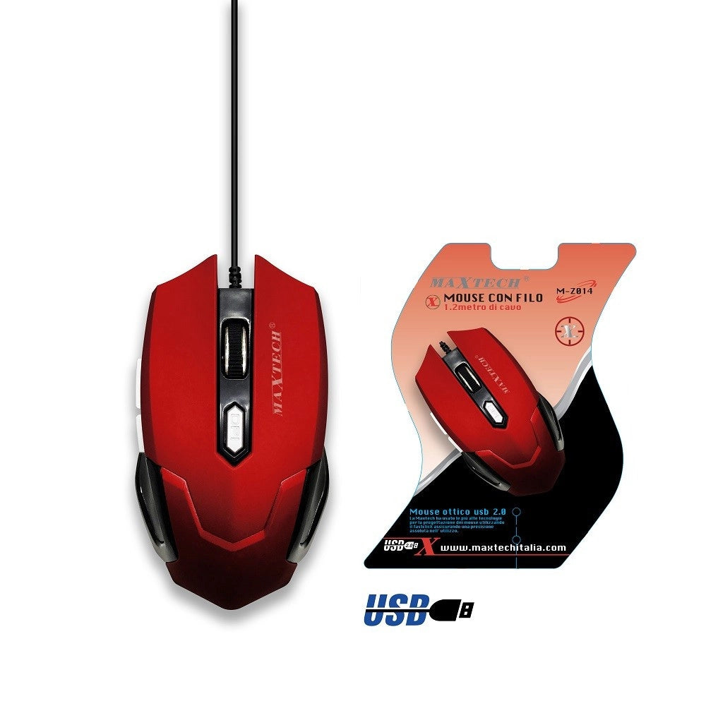 Trade Shop - Mouse Da Gioco Gaming Per Computer Pc Cavo Usb 2.0 Filo 1.2 Mt Tasti Maxtech M-z014 -
