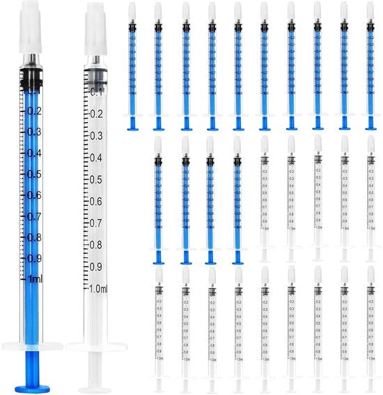 Colpo di spinta 30 pezzi 1 ml - Plastica - Siringa di colostro - Senza ago - Sterile - Scala chiara - Leggero e inodore - Doser