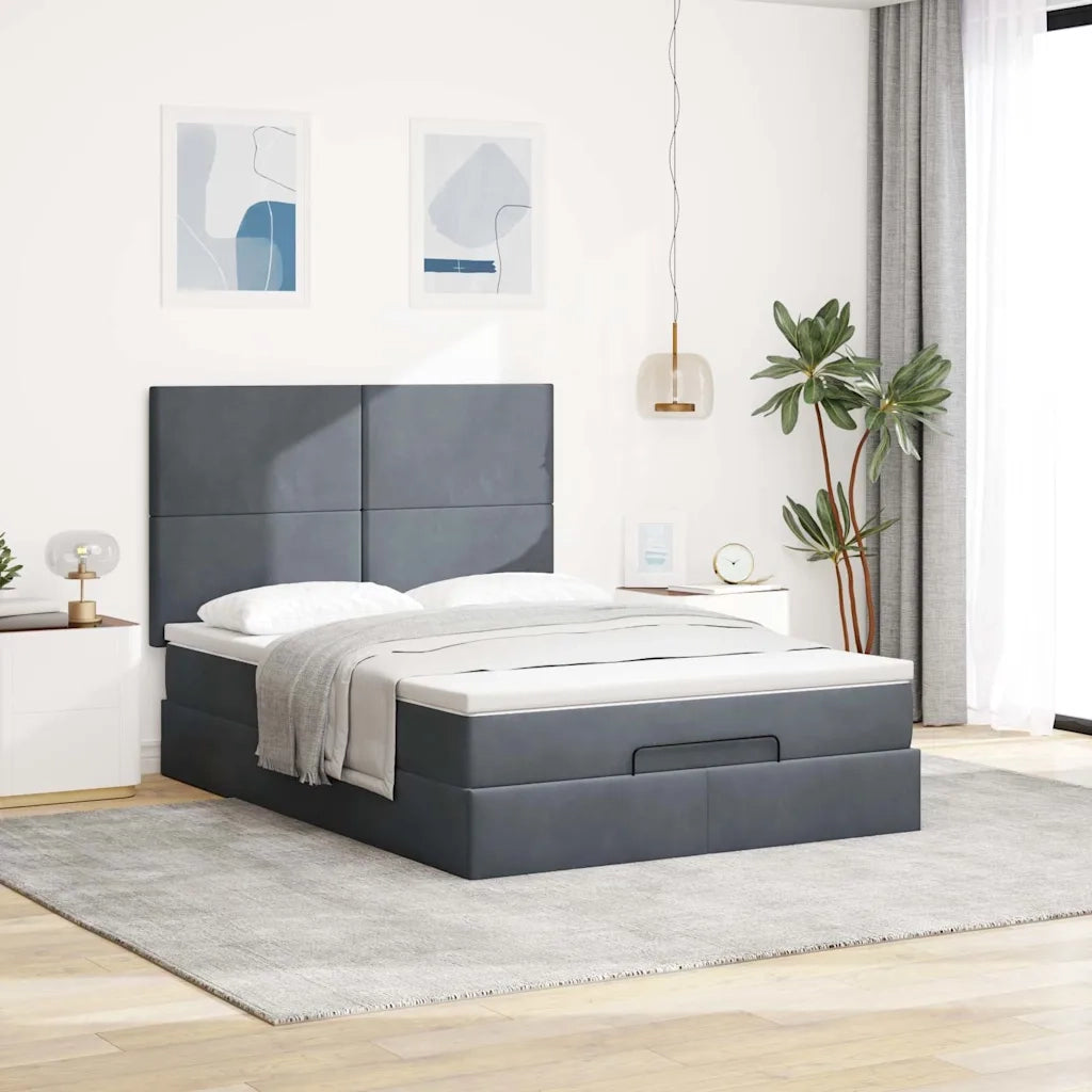 Struttura Letto Pouf con Materassi 140x200 cm in Velluto 3314253