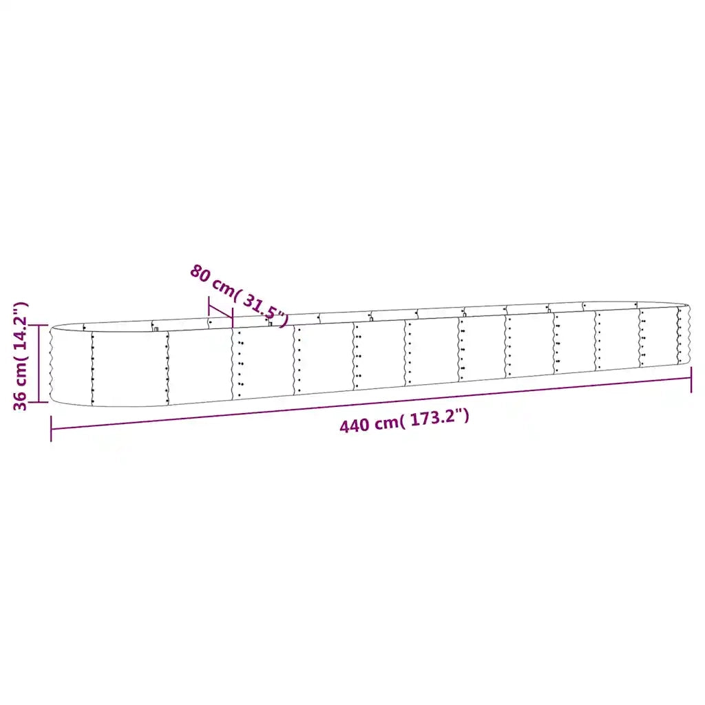 Fioriere | Cassetta per fiori | Letto da Giardino in Acciaio Zincato 440x80x36 cm Antracite