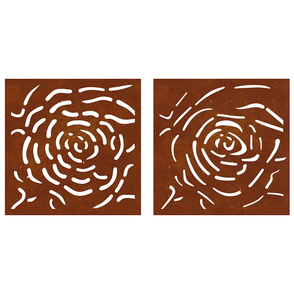 Decorazioni Muro Giardino 2 pz 55x55 cm Rosa in Acciaio Corten CFW4215038