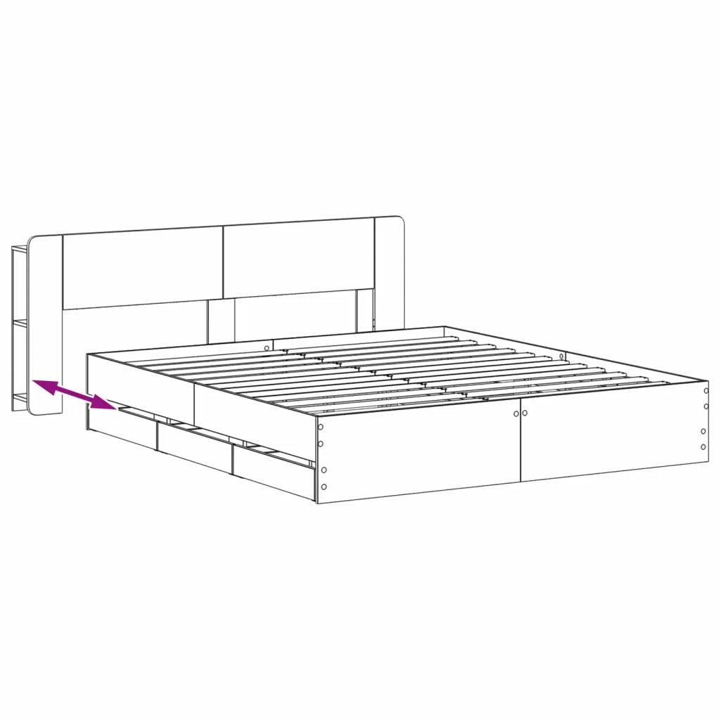 Letto matrimoniale | Letto per adulti | Telaio del letto con storage Sonoma grigio 180 x 200 cm