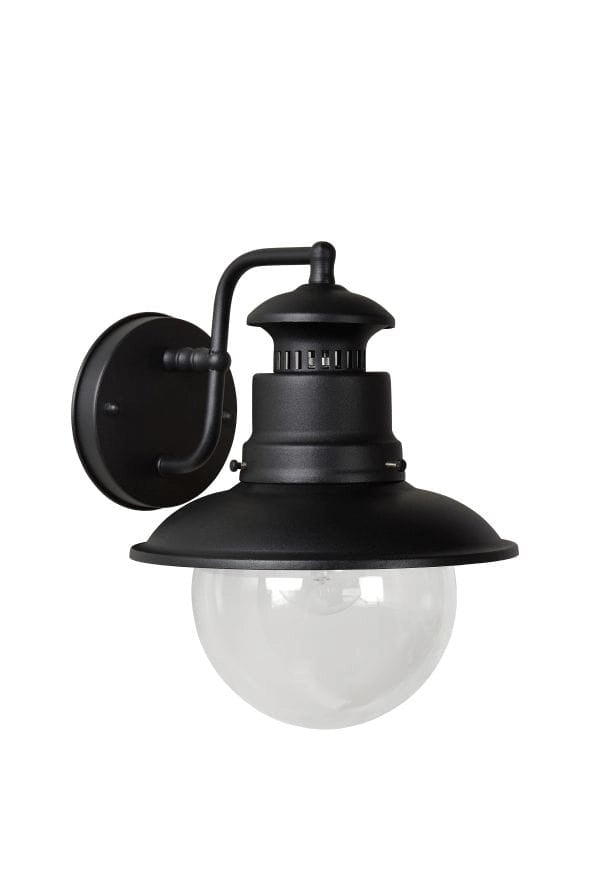 Applique esterna Lucide Figo E27 IP44 nera vetro trasparente