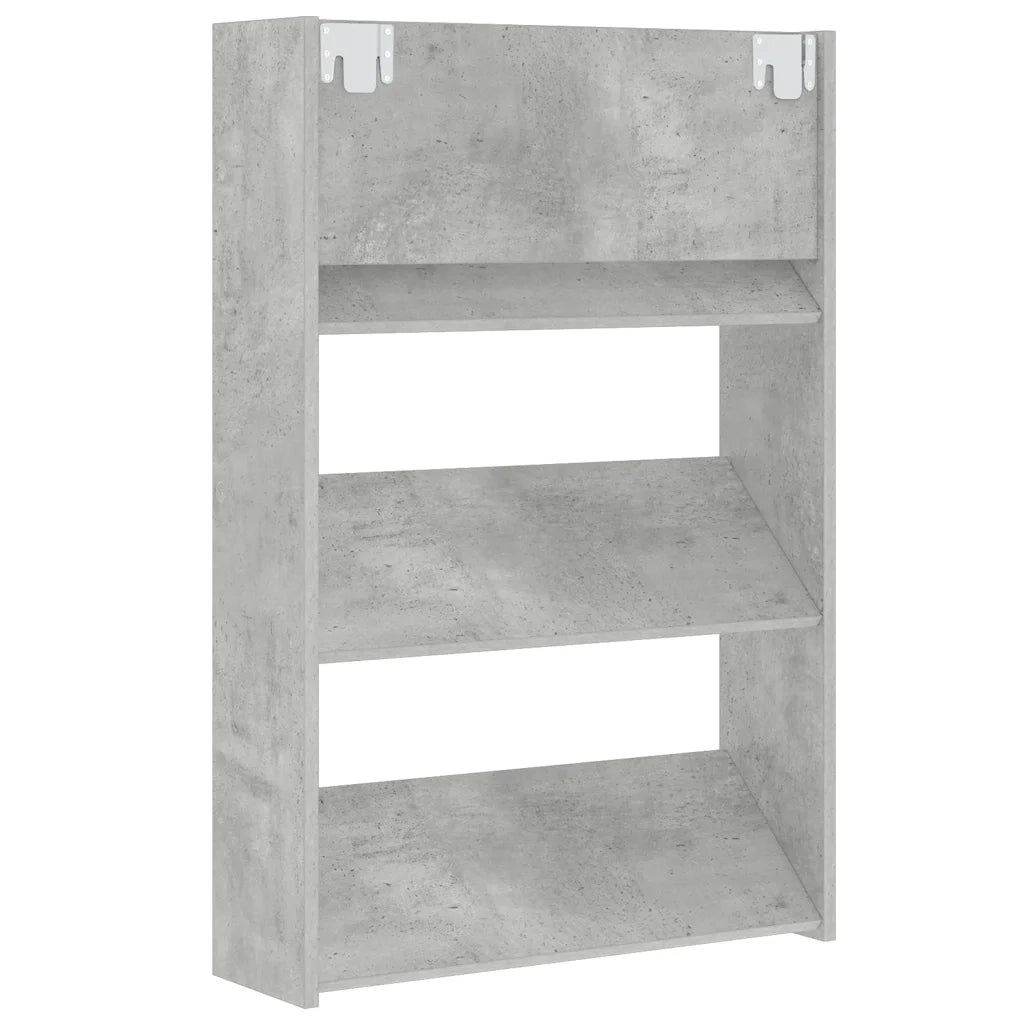 Scarpiere Muro 2pz-Set di 2 Scaffale per scarpe Grigio Cemento 60x18x90cm Legno Multistrato