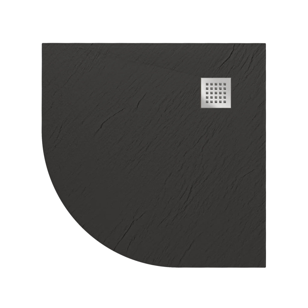 Piatto Doccia 90x90x2 6 CM Semicircolare Antracite Effetto Pietra mod. Blend