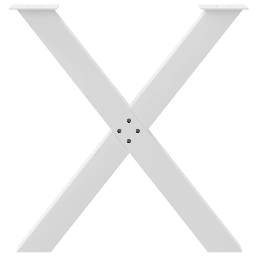 Gambe per tavolo da pranzo a forma di X 3 pz bianche 70x(72-73) cm in acciaio 4012989