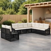 Set Divano da Giardino 9 pz Nero polyrattan 3436045