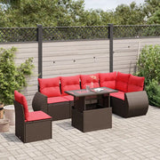 Set Divani da Giardino 7 pz con Cuscini Marrone in Polyrattan 3268574