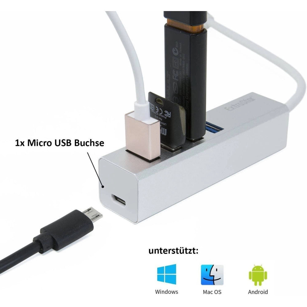 Trade Shop - Ciabatta Usb Multipresa Hub Con 4 Porte Usb 3.0 + Micro Usb Per Pc E Laptop -