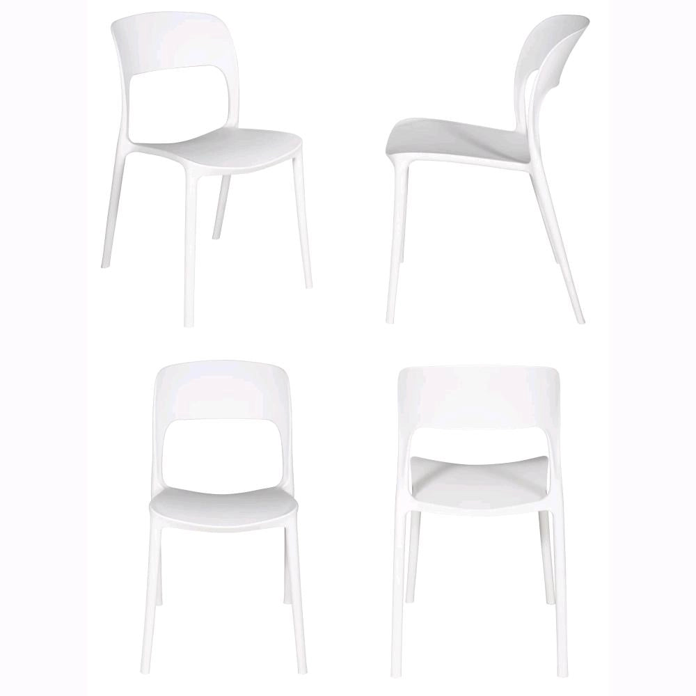 Set 2 Sedie Impilabili in polipropilene 83x56x46 cm Colore Bianco Design Moderno VALENTINA