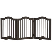 Cancellino per Cani Pieghevole 3 Sezioni ¨C Zephmum ¨C Legno Caff¨¨ 154.5x29.5x61 cm