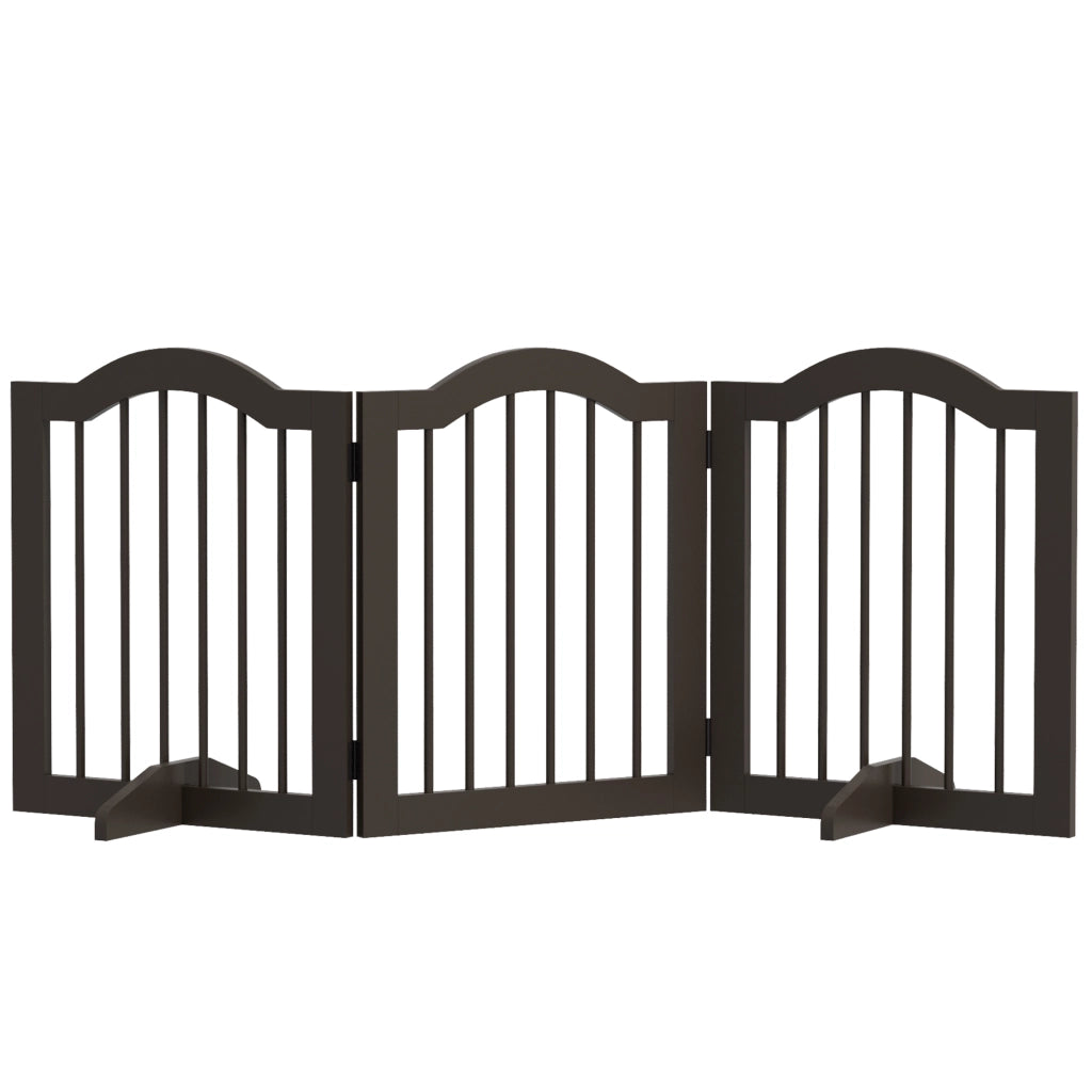 Cancellino per Cani Pieghevole 3 Sezioni ¨C Zephmum ¨C Legno Caff¨¨ 154.5x29.5x61 cm