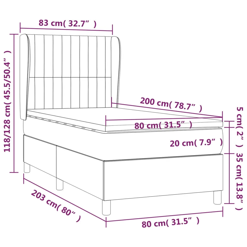 Giroletto a Molle con Materasso Grigio Scuro 80x200 cm Velluto 3129298